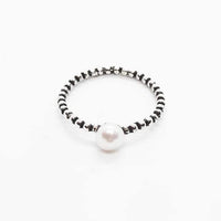 Fresh Water Pearl Oxidised Sterling Silver Ring