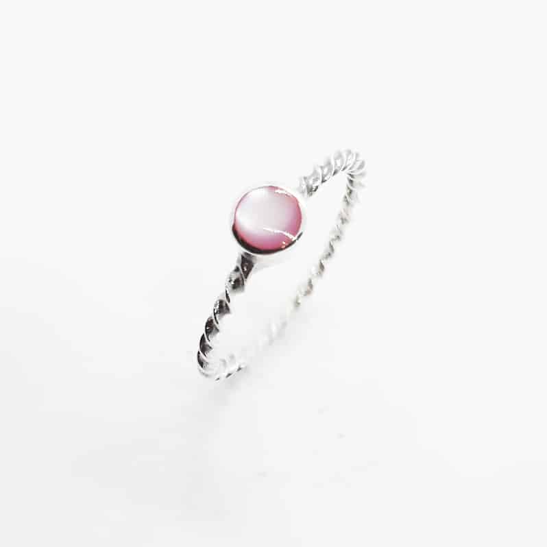 Pink Mother of Pearl Silver Ring