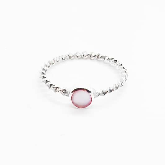 Pink Mother of Pearl Silver Ring