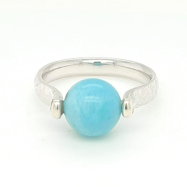 Amazonite Ball Sterling Silver Ring