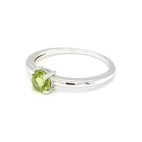 Peridot Round Gemstone Silver Ring