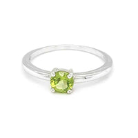 Peridot Round Gemstone Silver Ring