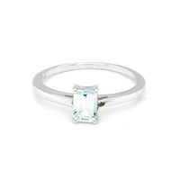Blue Topaz Baguette Gemstone Silver Ring