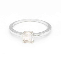 Rose Quartz Round Gemstone Silver Ring
