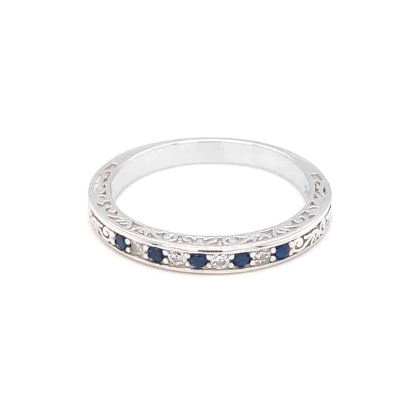 Sapphire Blue Coloured CZ Ring