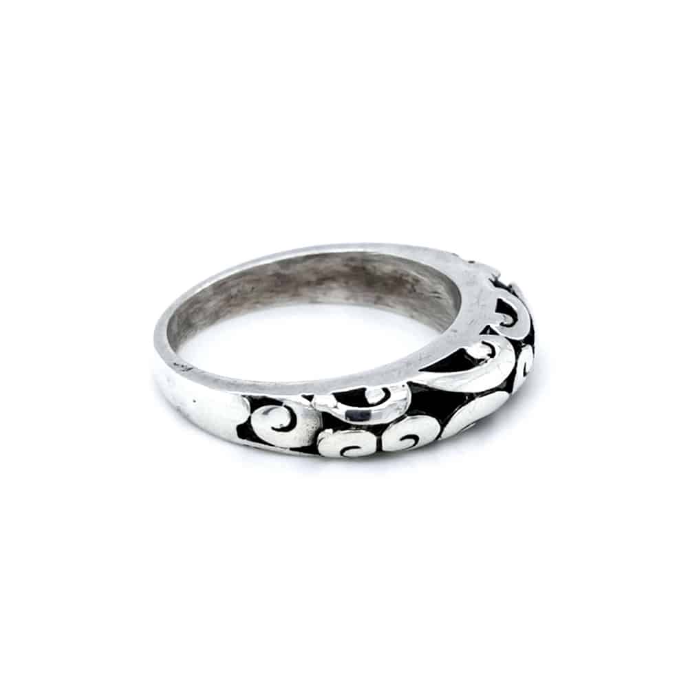 Hand Crafted Arabesque Carved Work Silver Ring