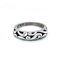 Hand Crafted Arabesque Carved Work Silver Ring