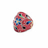 Hand Crafted Enamel Dome Silver Ring Red