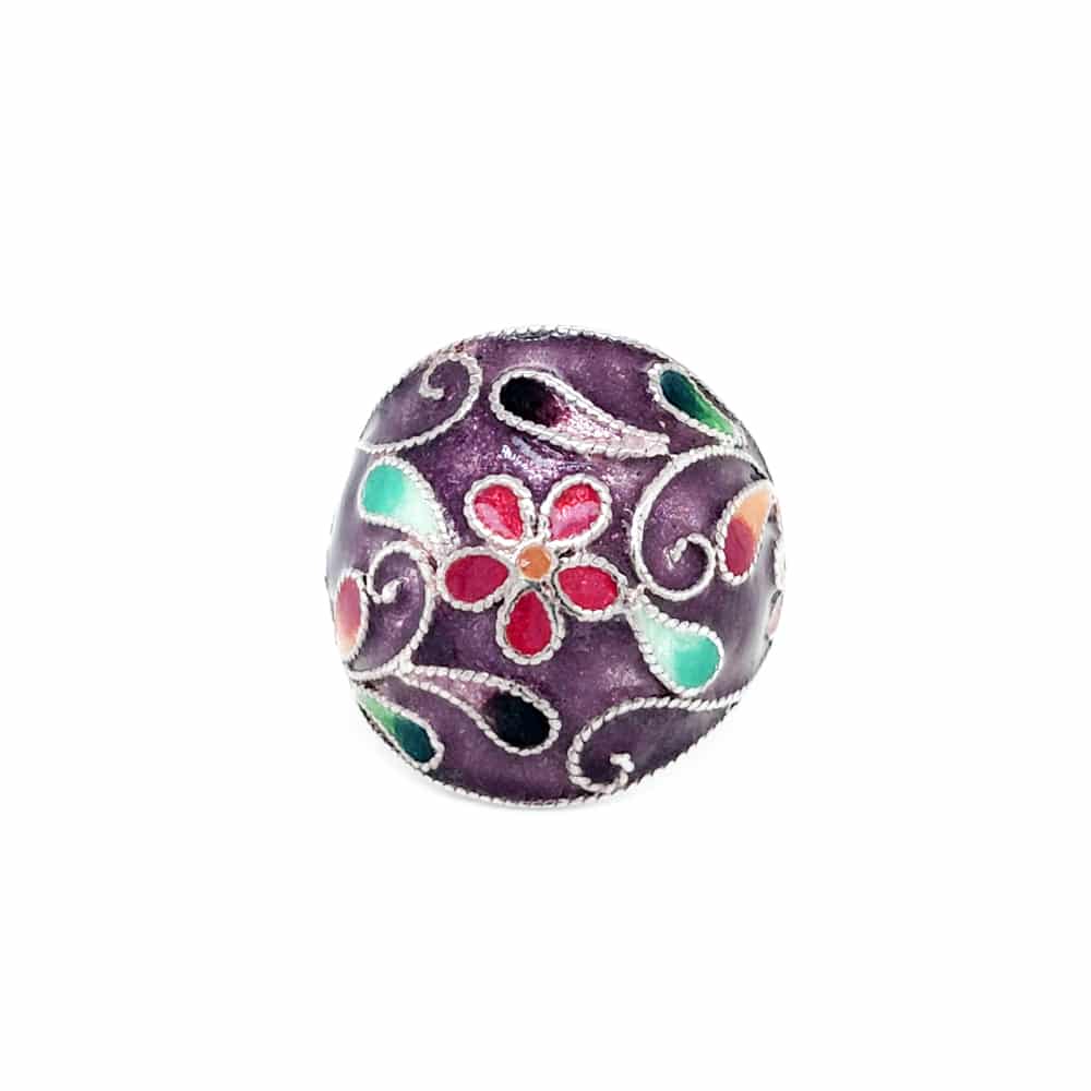 Hand Crafted Enamel Dome Silver Ring Purple