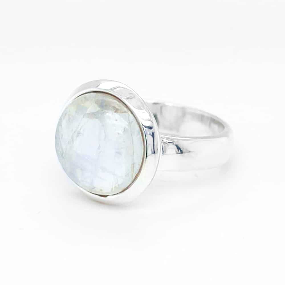 Moonstone Round Mabe Silver Ring