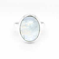 Moonstone Oval Cabochon Set Silver Ring