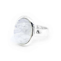 Moonstone Oval Cabochon Set Silver Ring