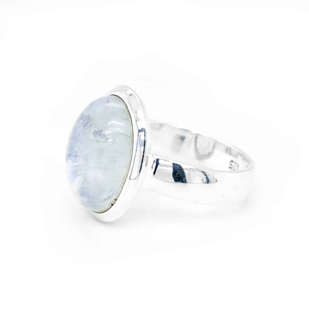 Moonstone Oval Cabochon Set Silver Ring
