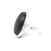 Labradorite Long Oval Shape Sterling Silver Ring