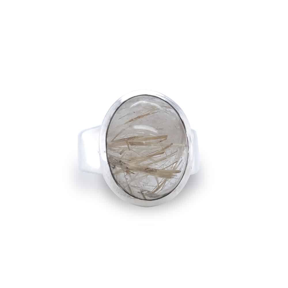Golden Rutilite Sterling Silver Ring