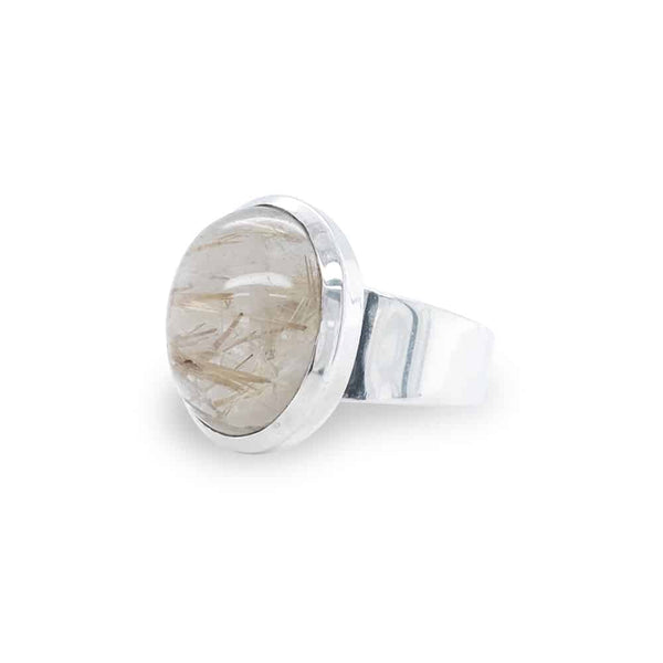 Golden Rutilite Sterling Silver Ring