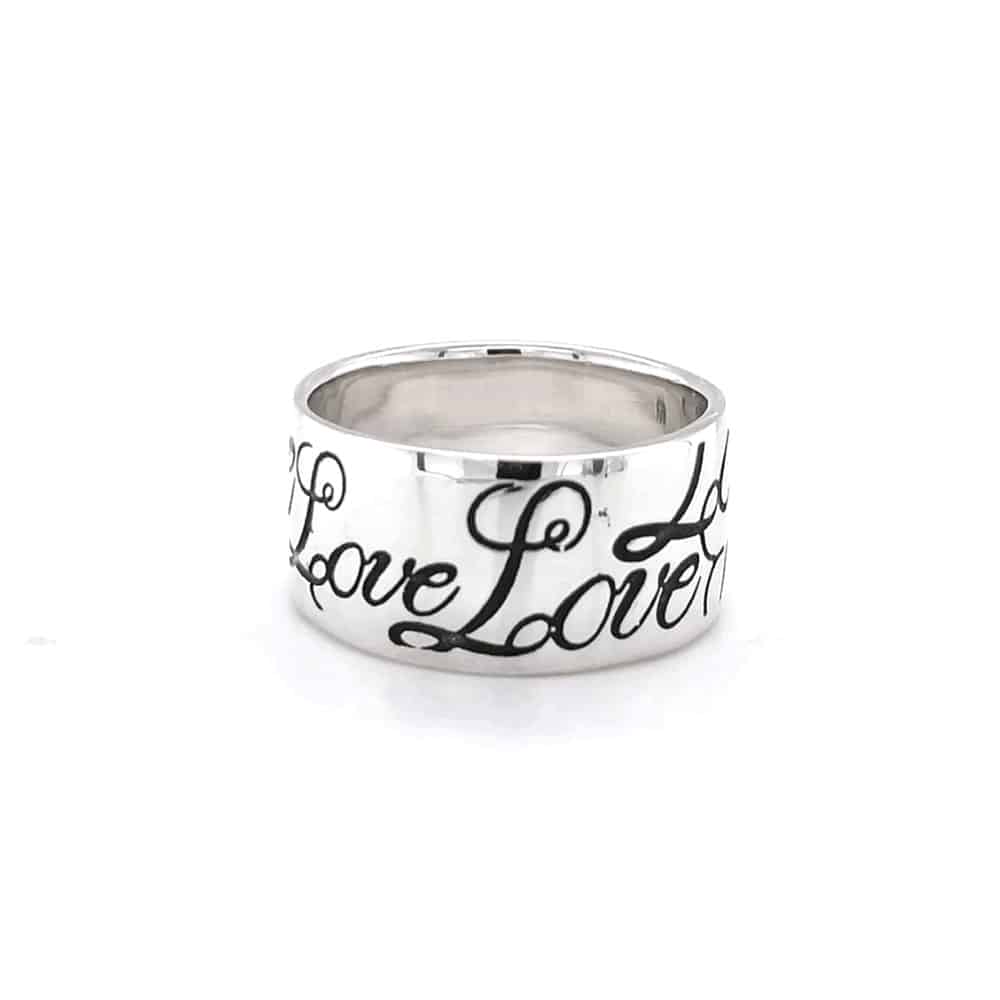 Sterling Silver Love Engraved Wide Ring