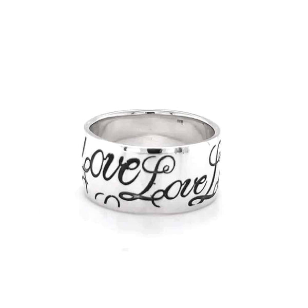 Sterling Silver Love Engraved Wide Ring