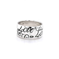 Sterling Silver Love Engraved Wide Ring