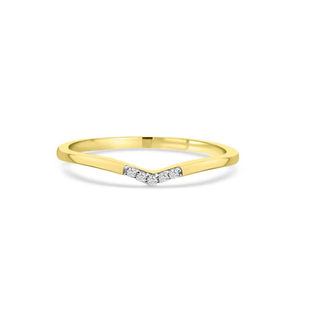 Ring with 0.02ct Diamonds in 9K Yellow Gold