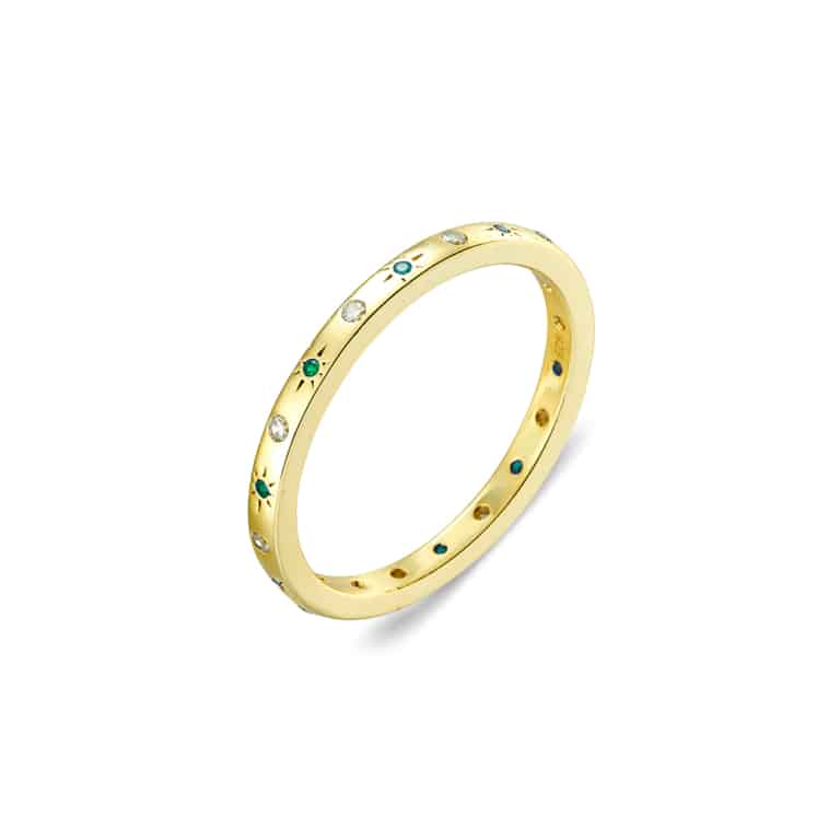 Emerald CZ Star Fine Band Ring