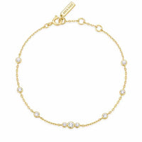 Gold Sparkling Bezel Cubic Zirconia Station Bracelet