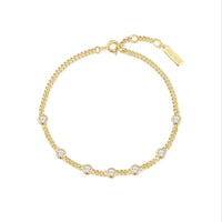 Gold Multi Station Round Stone Chain Bracelet