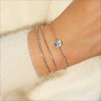 Silver Colour-Block Mother of Pearl Star Bracelet