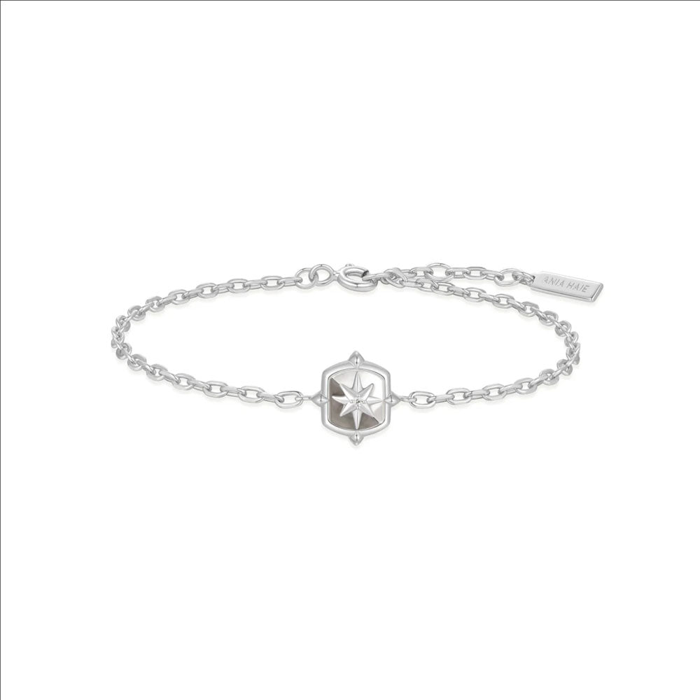 Silver Colour-Block Mother of Pearl Star Bracelet