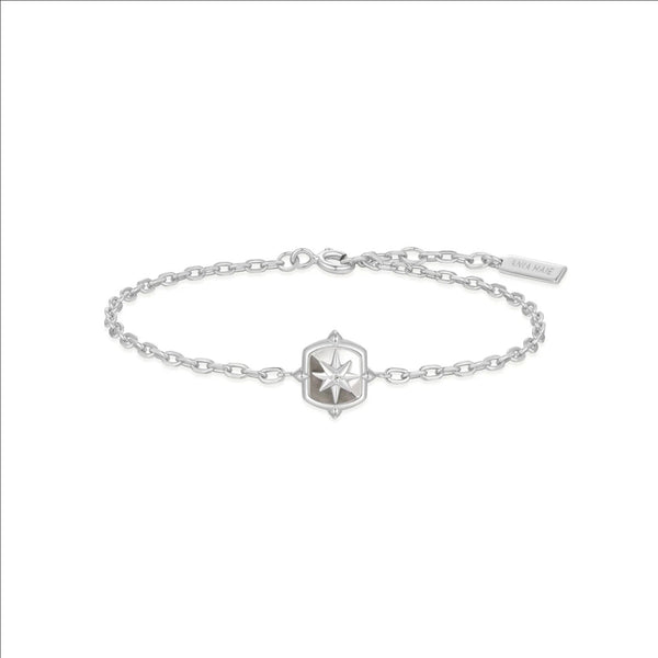 Silver Colour-Block Mother of Pearl Star Bracelet