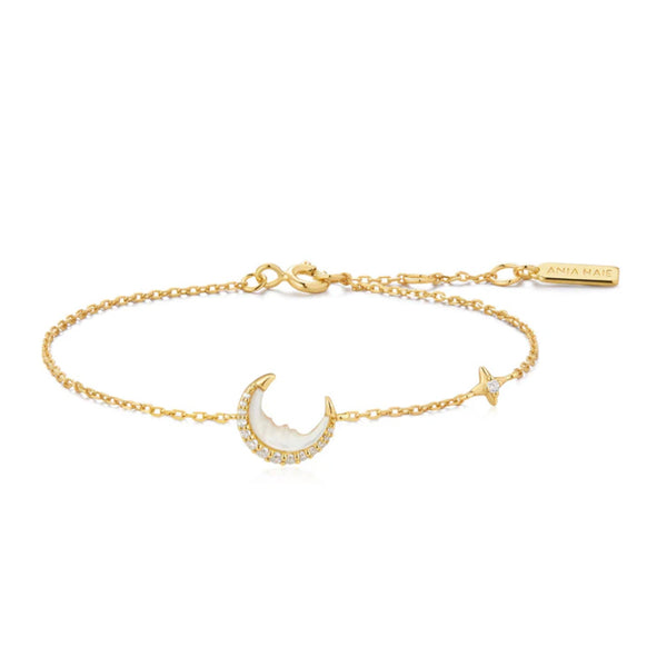 Gold Mother-of-Pearl Crescent Moon Bracelet