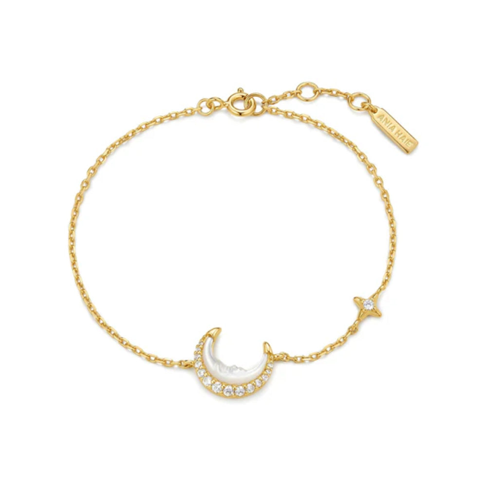 Gold Mother-of-Pearl Crescent Moon Bracelet