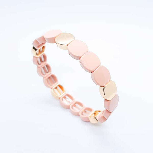 Enamel Metal Beads Bracelet Peach