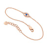Rose Gold Plated Sterling Silver CZ Bezel Set Evil Eye Bracelet