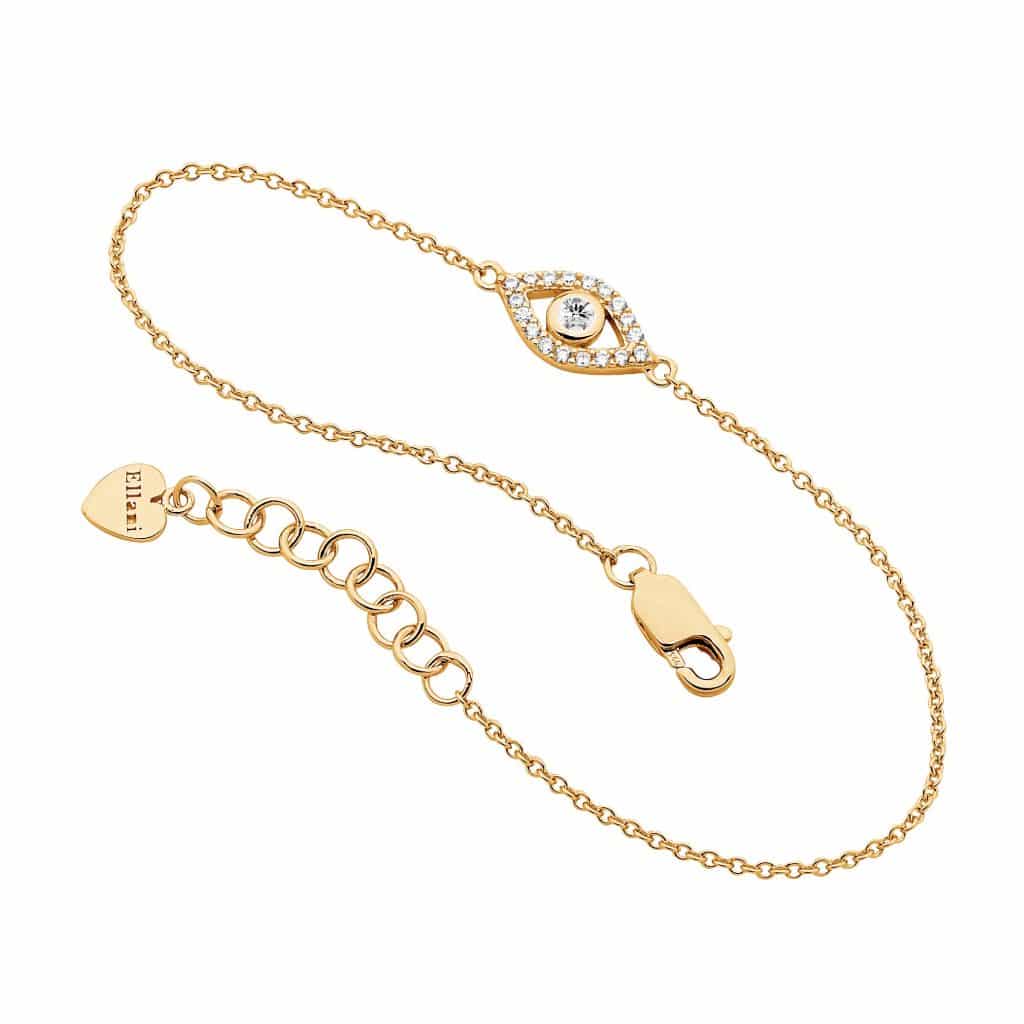 Sterling Silver CZ Bezel Set Evil Eye Bracelet Gold
