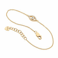 Sterling Silver CZ Bezel Set Evil Eye Bracelet Gold