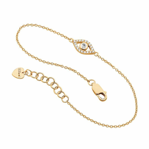 Sterling Silver CZ Bezel Set Evil Eye Bracelet Gold