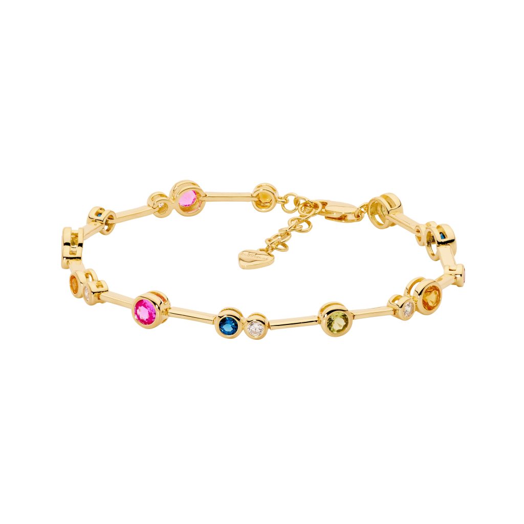 Sterling Silver Bracelet Bezel Set Multi Colour CZ