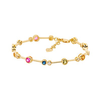 Sterling Silver Bracelet Bezel Set Multi Colour CZ
