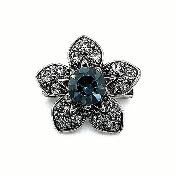 Crystal Small Support Flower Brooch Sapphire Blue