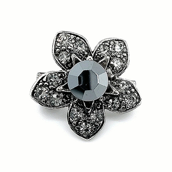 Crystal Small Support Flower Brooch Zet Black