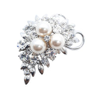 Faux Cream Pearl Crystal Brooch