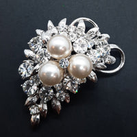 Faux Cream Pearl Crystal Brooch