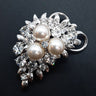 Faux Cream Pearl Crystal Brooch