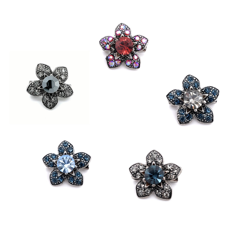 Crystal Small Support Flower Brooch Sapphire Blue