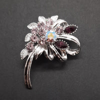 Small Bouquet Crystal Brooch Purple
