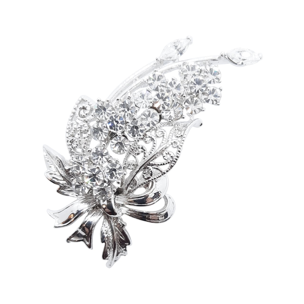 Crystal Bouquet Brooch White Gold