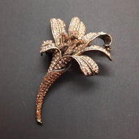 Lily Crystal Brooch Brown