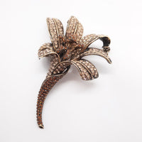 Lily Crystal Brooch Brown