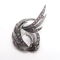 Feather Crystal Brooch Purple